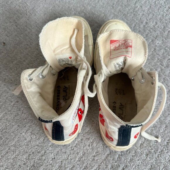 Converse x COMME des GARCONS PLAY Chuck 70 Hi Top 'Multi Heart, size W8/M6 - Picture 10 of 13